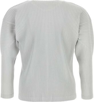Homme Pliss&eacute; Issey Miyake Mens Ice Polyester T-Shirt Ltgray Exterior Exterior: T-shirts And Polos