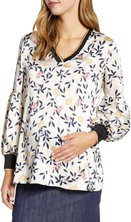 Maternal America Bishop Sleeve Maternity Blouse in Zen Garden at Nordstrom, Size X-Small