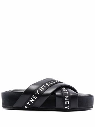 Stella McCartney logo tape platform sandals - women - Rubber/Polyurethane/Polyurethane - 36 - Black