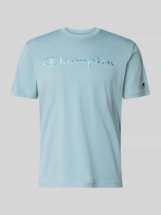 Champion T-Shirt mit Label-Stitching mit Rundhalsausschnitt in Rauchblau, Gr&ouml;&szlig;e XXL