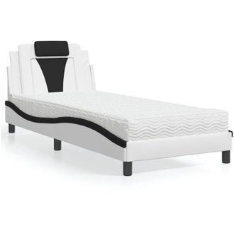 vidaXL Cama Viana Con Colch&oacute;n Cuero Sint&eacute;tico Blanco Y Negro 80x200 Cm Vidaxl
