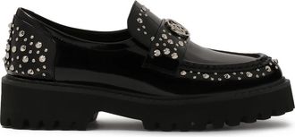 Kazar Zwarte halfschoenen met metalen klinknagels. Dit product valt groot uit. - Dames - Loafers - Zwart - 37 EU - Leer - Schoenen