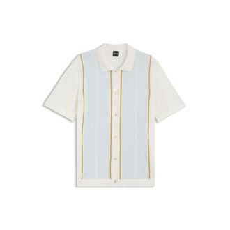 BOSS Color-blocked cardigan with wing collar