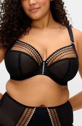 Elomi Matilda Full Figure Underwire Plunge Bra in Black at Nordstrom, Size 32Jj