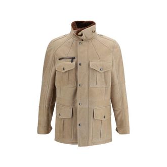 Brunello Cucinelli Beige Lambskin Full-Length Mens Jacket