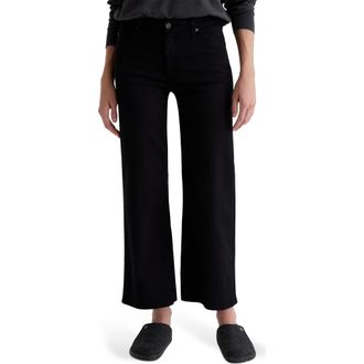 AG - Adriano Goldschmied Saige Mid Rise Ankle Wide Leg Jeans in Super Black at Nordstrom, Size 27