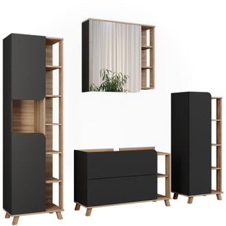 Vicco Conjunto De Muebles De Ba&ntilde;o Karen, Sonoma/antracita, 4 Partes