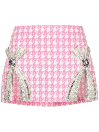 Area crystal-embellished bow detail miniskirt - Pink