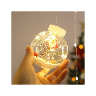 Trade Shop Trade Shop - Tenda Luminosa 10 Palline Di Natale 3 Metri Con Neve Luce Led Calda Fredda Rgb