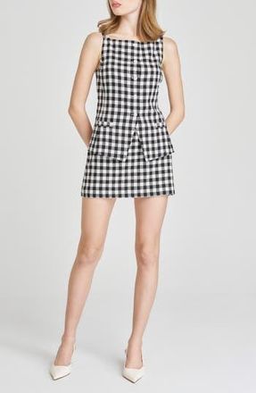 Wayf x Styled by COCO! Gracie Gingham Linen Blend Miniskirt in Black Gingham at Nordstrom Rack, Size X-Large