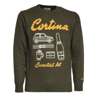 MC2 Saint Barth Round-neck Knitwear, male, Green, Size: XL Heron Sweater