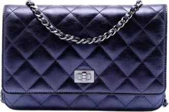 Chanel Pre-owned Wallet on Chain - Dames - Vintage Schoudertas - Blauw - ONE Size - Leer - Vintage
