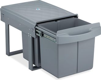 Relaxdays Relaxdays - Cubo De Basura 3 Compartimentos, Papelera Cocina Extra&iacute;ble Bajo Fregadero, 15 L Y 2x 8l, 34,6x34x51,8 Cm, Gris