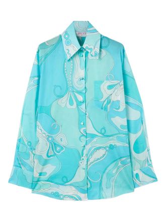 Pucci Camicia in cotone con stampa orchidee - Blu