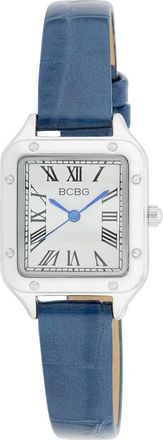 BCBGeneration Square Face Faux Leather Strap Watch, 25mm in Blue at Nordstrom Rack
