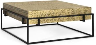 Giner&Colomer Mesa de centro cuadrada con estructura de hierro dorado