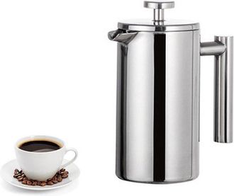 OEM Cafetera De &Eacute;mbolo De Acero Inoxidable De 350 Ml, Con Triple Filtro De Acero Inoxidable, Cafetera R&aacute;pida, Viajes Y Acampadas (plateada)