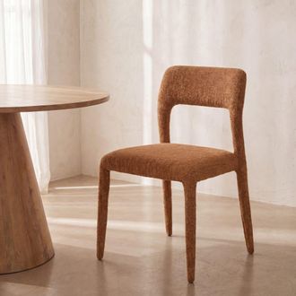Maisons du monde Silla de tejido de poli&eacute;ster tramado ocre