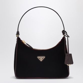 Prada Re-Edition 2005 mini bag in burgundy velvet and Saffiano leather