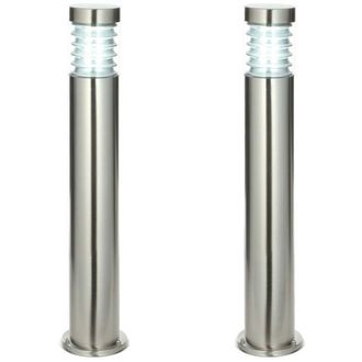 Loops 2 PACK Outdoor IP44 Bollard Light Marine Grade Steel Lamp Post Garden Driveway