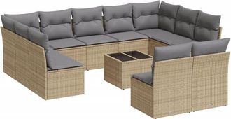 vidaXL Set De Sof&aacute;s De Jard&iacute;n 12 Pzas Y Cojines Rat&aacute;n Sint&eacute;tico Marr&oacute;n Vidaxl