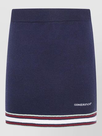 Casablanca merino knit mini skirt ribbed waistband striped hem