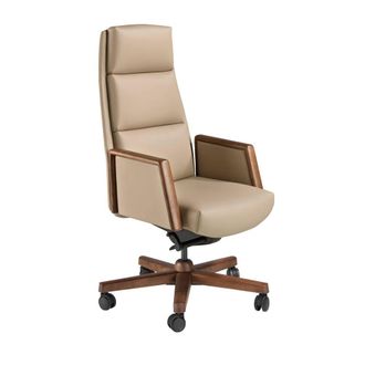 Angel Cerd&aacute; Leatherette Swivel Office Chair with Walnut Wood Base