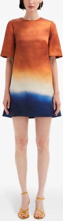Oscar De La Renta Abstract Ombr&eacute; Shift Dress In Canyon/navy