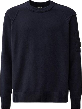 C.P. Company C.p. Company, Truien & Vesten, Heren, Blauw, S, Wol, Lambswool GRS Crew Neck Knit Total Eclipse-S