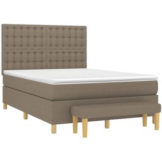vidaXL Cama Box Spring Con Colch&oacute;n Tela Gris Taupe 140x200 Cm Vidaxl