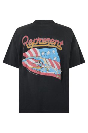 Represent Mens T-Shirt Stained Black Cotton T-Shirts And Polos