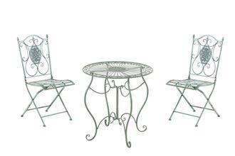 Clp Set de mesa y 2 sillas de jard&iacute;n en Metal Verde antiguo