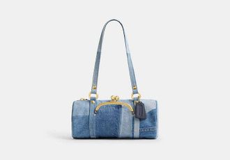 Coach Kisslock Barrel Bag 28 In Repurposed Denim