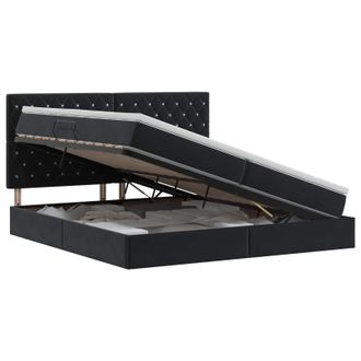 vidaXL Cama Con Almacenamiento Y Colch&oacute;n Negro 200 X 200 Cm Terciopelo Vidaxl