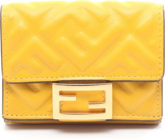 Fendi Yellow Leather Wallet (Tri-Fold) (Pre-Owned)