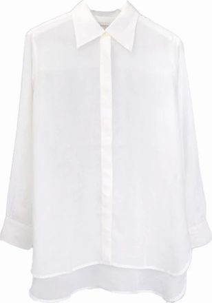 Officine G&eacute;n&eacute;rale White Long Sleeve Shirt with Hidden Button Placket