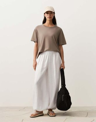 Oysho Pantaloni bloomer in 100% lino bianco sporco