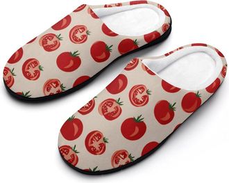Generic Tomatoes Mens House Slippers Memory Foam Washable Cotton Slip on Home Shoes
