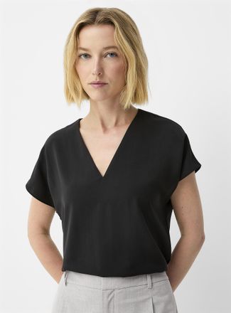 Contemporaine Womens Cap-sleeve flowy blouse