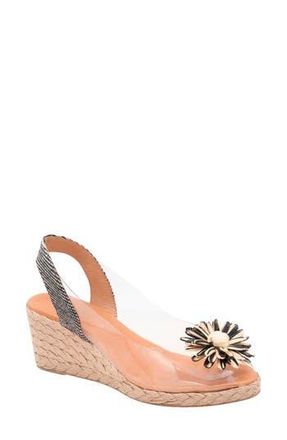 Andr&eacute; Assous Slingback Espadrille Peep Toe Wedge Sandal in Natural/Black at Nordstrom Rack, Size 10