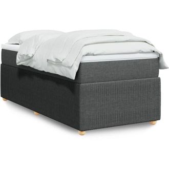 vidaXL Cama Box Spring Con Colch&oacute;n Tela Gris Oscuro 90x200 Cm Vidaxl