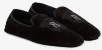 Roberto Cavalli Mirror Snake-Embroidered Velvet Slippers, Brand Size 40 ( US Size 7 )