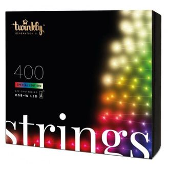 Twinkly Strings - Aplicaci&oacute;n Controlada Led String Light Con 400 Rgb + W Leds - 32 Metros. Cable Negro. Interior Y Exterior - Twinkly