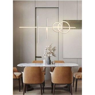 Trade Shop Trade Shop Traesio - Lampadario Sospeso Con Anelli Punto Luce Cilindri Luce 6500k 4000k 3000k Lp-42b - -Bianco Caldo