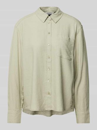 Only Regular Fit Bluse aus Viskose-Leinen-Mix Modell CARO in Oliv, Gr&ouml;&szlig;e XL