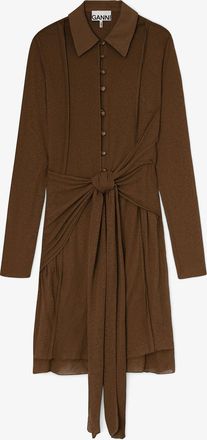 Ganni Short Dress in Marl Mesh - Size 10/12 Brown