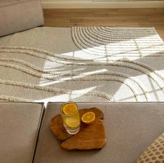 Nazar Rugs Alfombra efecto lana boucl&eacute; crema-200x290 cm