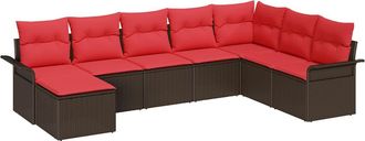 vidaXL Conjunto De Sof&aacute; De Jard&iacute;n 8 Uds. Marr&oacute;n Rat&aacute;n Sint&eacute;tico Vidaxl