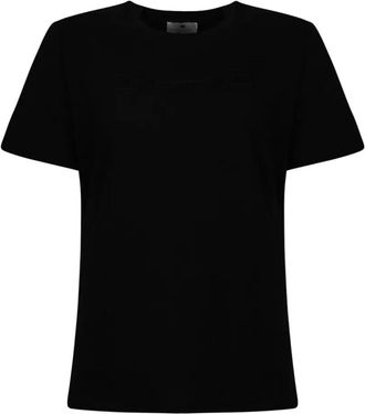 Elisabetta Franchi T-shirt met reli&euml;f - Zwart