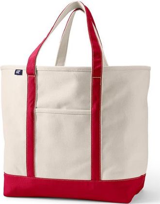 Lands End Open Top Canvas Tote Bag in Natural/heritage Red at Nordstrom, Size X-Large